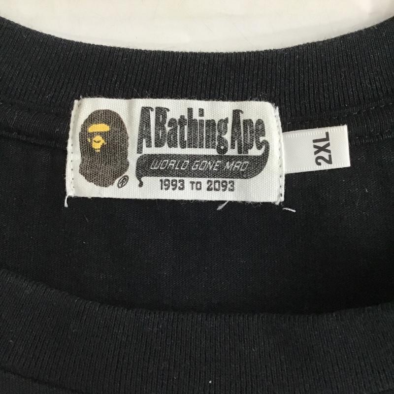 アベイシングエイプ A BATHING APE Tシャツ 半袖 半袖カットソー プリントTシャツ クルーネックカットソー XXL ロゴ、文字 黒 / ブラック /  メンズ USED 古着 中古 10100376