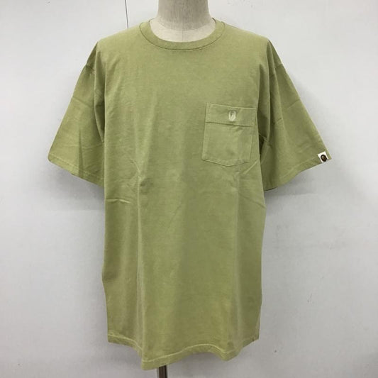 アベイシングエイプ A BATHING APE Tシャツ 半袖 半袖カットソー プリントTシャツ クルーネックカットソー XXL ロゴ、文字 カーキ / カーキ /  メンズ USED 古着 中古 10100377