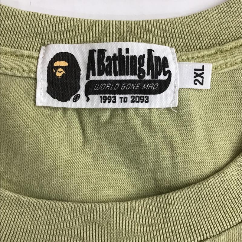 アベイシングエイプ A BATHING APE Tシャツ 半袖 半袖カットソー プリントTシャツ クルーネックカットソー XXL ロゴ、文字 カーキ / カーキ /  メンズ USED 古着 中古 10100377