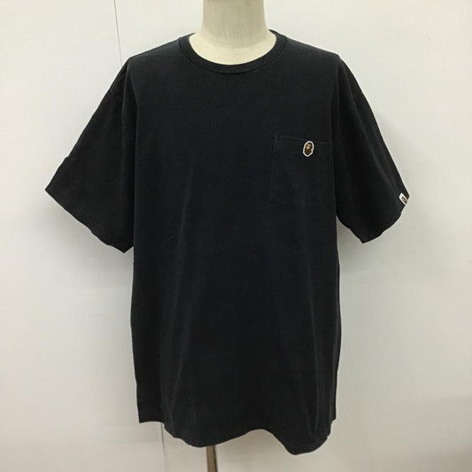 アベイシングエイプ A BATHING APE Tシャツ 半袖 半袖カットソー プリントTシャツ クルーネックカットソー XXL ロゴ、文字 黒 / ブラック /  メンズ USED 古着 中古 10100412