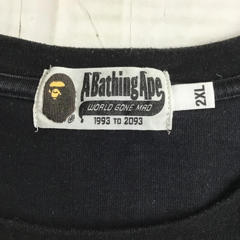 アベイシングエイプ A BATHING APE Tシャツ 半袖 XXL ロゴ、文字 紺 / ネイビー /  メンズ USED 古着 中古 10100414