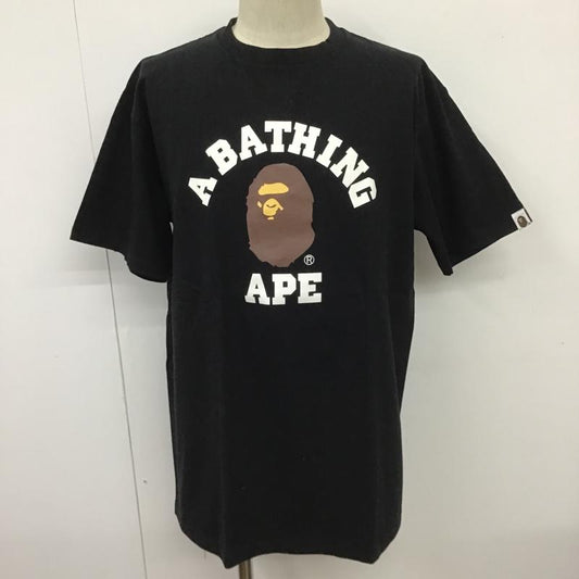 アベイシングエイプ A BATHING APE Tシャツ 半袖 クルーネック プリント XL ロゴ、文字 黒 / ブラック /  メンズ USED 古着 中古 10100426