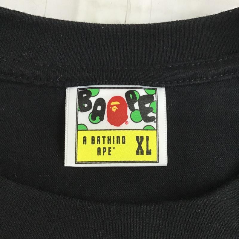 アベイシングエイプ A BATHING APE Tシャツ 半袖 クルーネック プリント XL ロゴ、文字 黒 / ブラック /  メンズ USED 古着 中古 10100426
