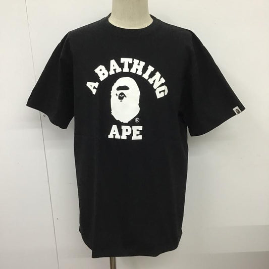 アベイシングエイプ A BATHING APE Tシャツ 半袖 クルーネック プリント XL ロゴ、文字 黒 / ブラック /  メンズ USED 古着 中古 10100428