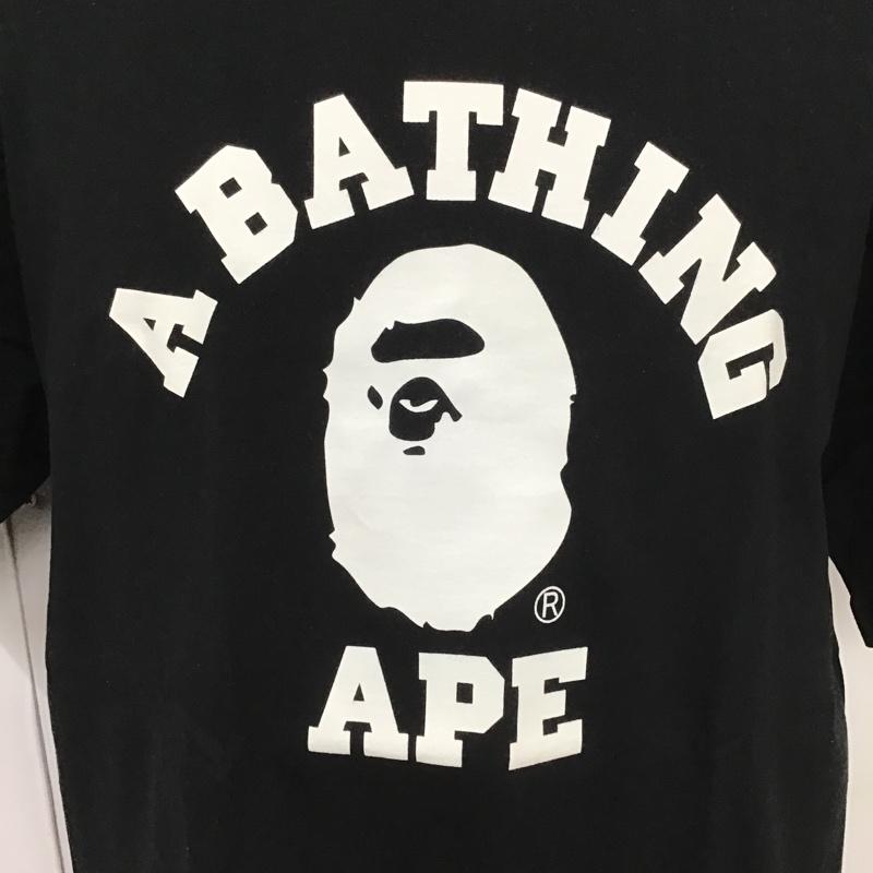 アベイシングエイプ A BATHING APE Tシャツ 半袖 クルーネック プリント XL ロゴ、文字 黒 / ブラック /  メンズ USED 古着 中古 10100428