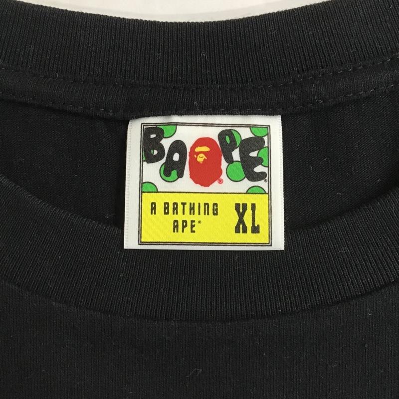 アベイシングエイプ A BATHING APE Tシャツ 半袖 クルーネック プリント XL ロゴ、文字 黒 / ブラック /  メンズ USED 古着 中古 10100428