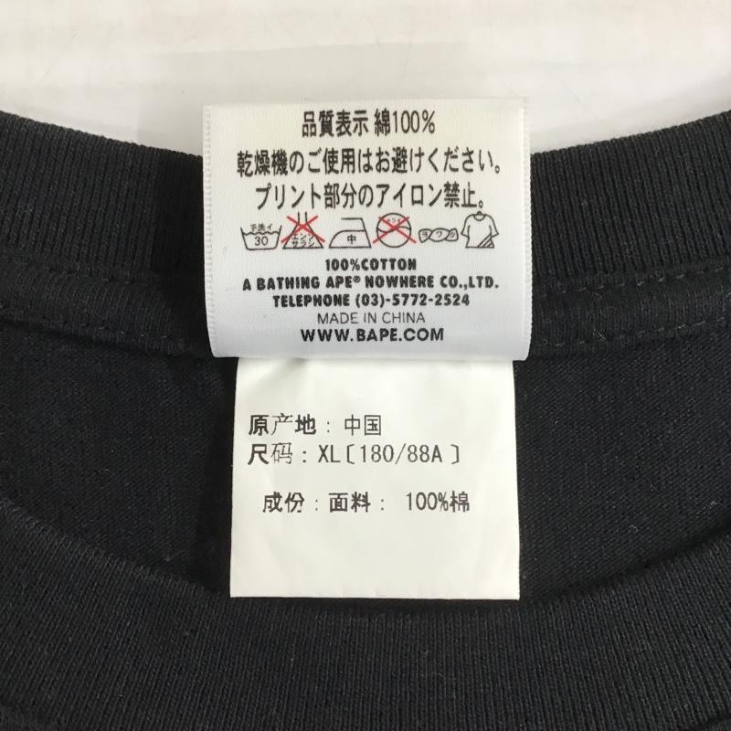 アベイシングエイプ A BATHING APE Tシャツ 半袖 クルーネック プリント XL ロゴ、文字 黒 / ブラック /  メンズ USED 古着 中古 10100428