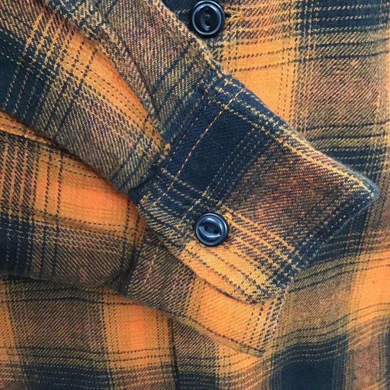 ファイブブラザー FIVE BROTHER シャツ、ブラウス 長袖 151941 オープンカラーシャツ 開襟 M チェック 黒 / ブラック / X 橙 / オレンジ /  メンズ USED 古着 中古 10100430