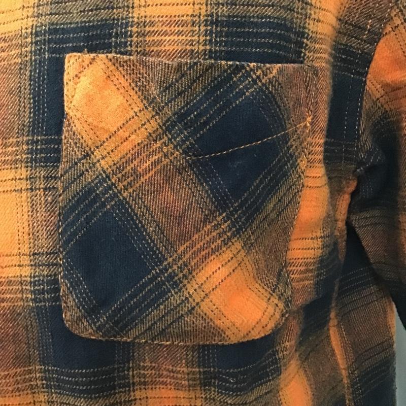 ファイブブラザー FIVE BROTHER シャツ、ブラウス 長袖 151941 オープンカラーシャツ 開襟 M チェック 黒 / ブラック / X 橙 / オレンジ /  メンズ USED 古着 中古 10100430