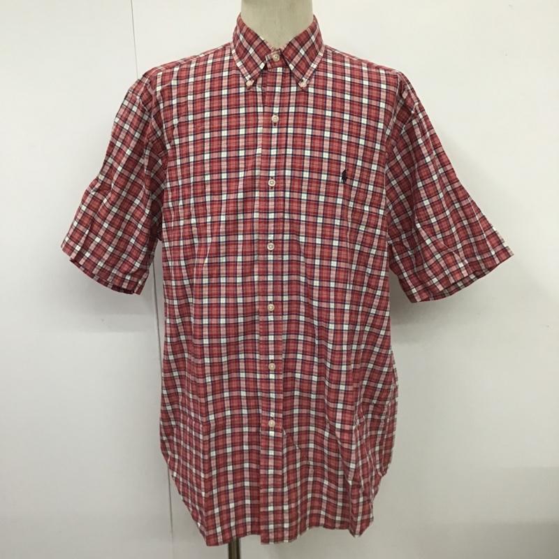 ラルフローレン RALPHLAUREN シャツ、ブラウス 半袖 ボタンダウン チェック L ワンポイント 白 / ホワイト / X 赤 / レッド / X 紺 / ネイビー / X 薄緑 / ライトグリーン /  メンズ USED 古着 中古 10100439