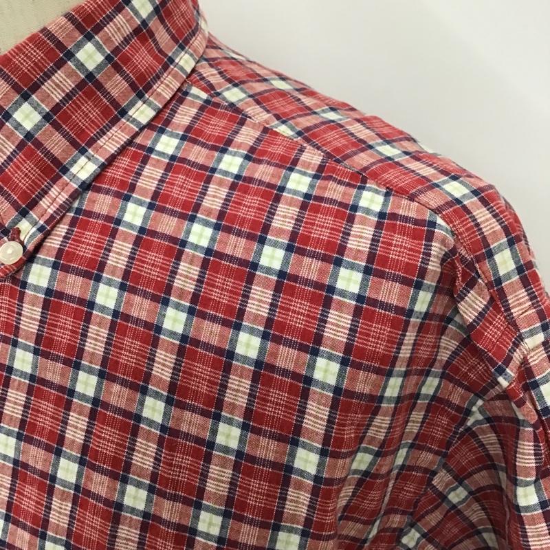 ラルフローレン RALPHLAUREN シャツ、ブラウス 半袖 ボタンダウン チェック L ワンポイント 白 / ホワイト / X 赤 / レッド / X 紺 / ネイビー / X 薄緑 / ライトグリーン /  メンズ USED 古着 中古 10100439