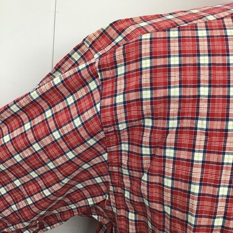 ラルフローレン RALPHLAUREN シャツ、ブラウス 半袖 ボタンダウン チェック L ワンポイント 白 / ホワイト / X 赤 / レッド / X 紺 / ネイビー / X 薄緑 / ライトグリーン /  メンズ USED 古着 中古 10100439