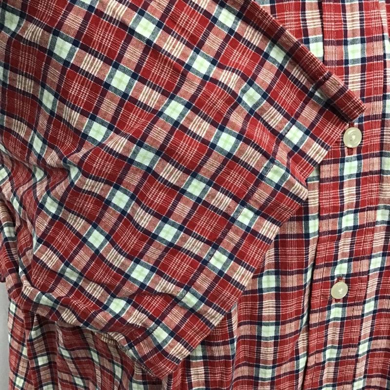 ラルフローレン RALPHLAUREN シャツ、ブラウス 半袖 ボタンダウン チェック L ワンポイント 白 / ホワイト / X 赤 / レッド / X 紺 / ネイビー / X 薄緑 / ライトグリーン /  メンズ USED 古着 中古 10100439