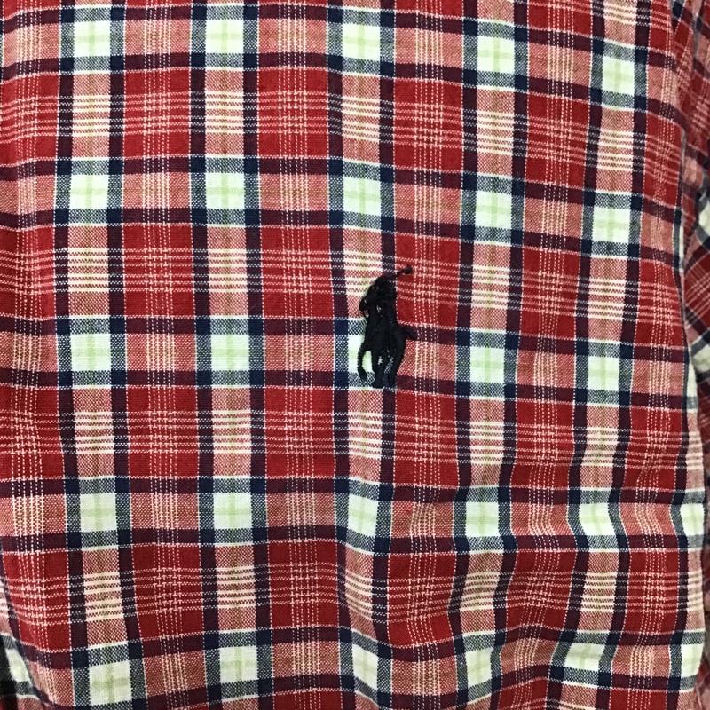 ラルフローレン RALPHLAUREN シャツ、ブラウス 半袖 ボタンダウン チェック L ワンポイント 白 / ホワイト / X 赤 / レッド / X 紺 / ネイビー / X 薄緑 / ライトグリーン /  メンズ USED 古着 中古 10100439
