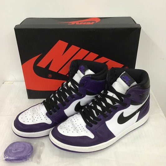 ナイキ NIKE スニーカー スニーカー 555088 500 AIR JORDAN 1 RETRO HIGH OG 29cm 箱有 29.0cm ロゴ、文字 白 / ホワイト / X 黒 / ブラック / X 紫 / パープル /  メンズ USED 古着 中古 10100459