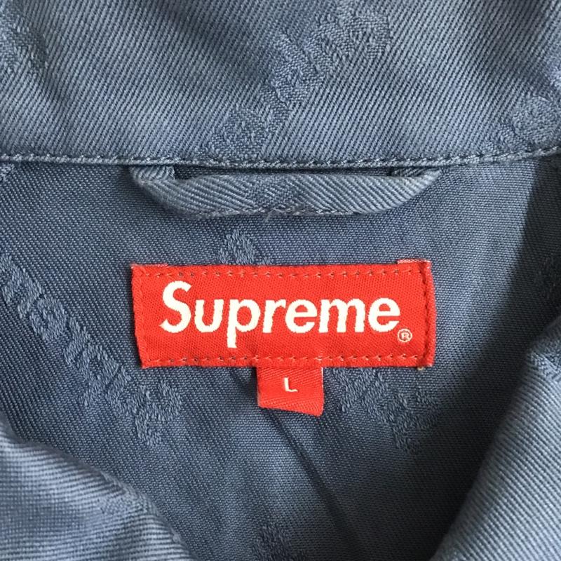シュプリーム Supreme ジャケット、上着 ジャケット、ブレザー 19AW Snap Front Jacquard Logos Twill Jacket L ロゴ、文字 青 / ブルー /  メンズ USED 古着 中古 10100538