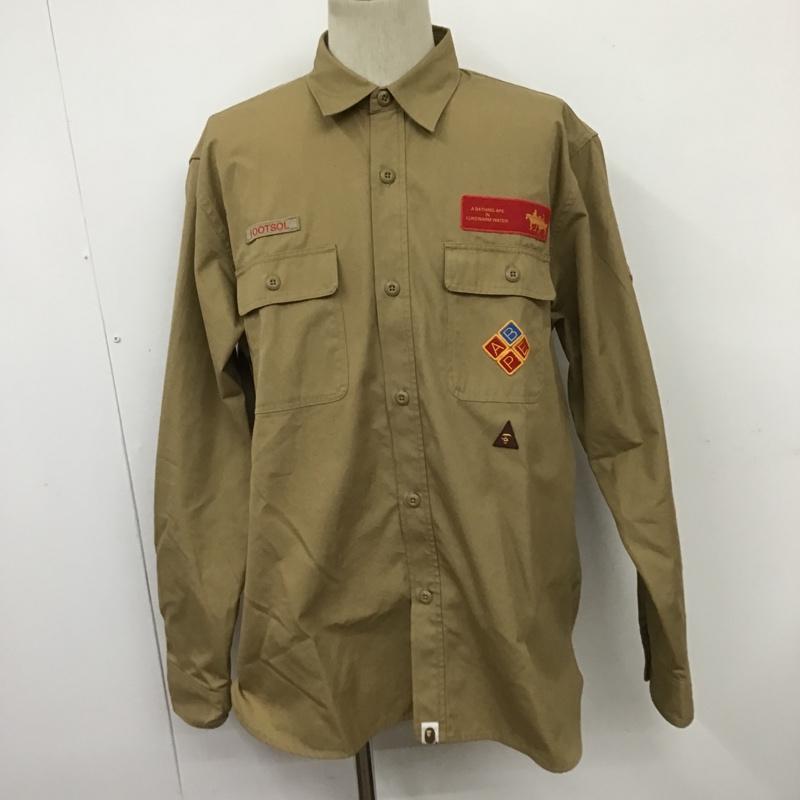 アベイシングエイプ A BATHING APE シャツ、ブラウス 長袖 ボーイスカウトシャツ L 無地 ベージュ / ベージュ /  メンズ USED 古着 中古 10100562
