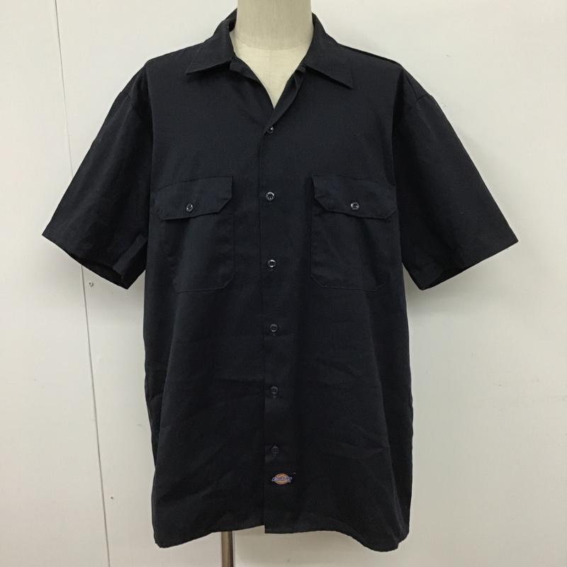 ディッキーズ Dickies シャツ、ブラウス 半袖 半袖シャツ カラーシャツ カジュアルシャツ 無地シャツ L 無地 紺 / ネイビー /  メンズ USED 古着 中古 10100594