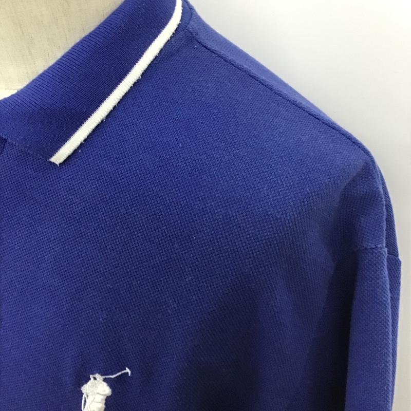 ポロバイラルフローレン Polo by RALPH LAUREN ポロシャツ 半袖 コットン ロゴ L 刺繍 白 / ホワイト / X 青 / ブルー /  メンズ USED 古着 中古 10100618