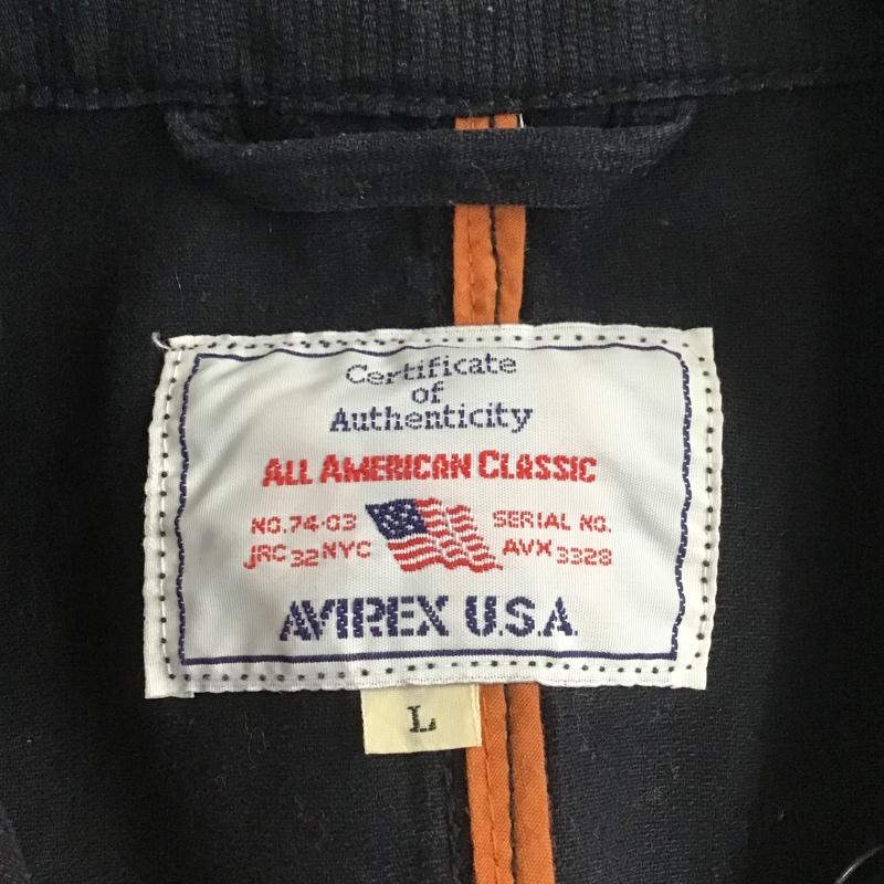 アヴィレックス AVIREX ジャケット、上着 ジャケット、ブレザー 6192080 ミリタリー L ロゴ、文字 紺 / ネイビー /  メンズ USED 古着 中古 10100640
