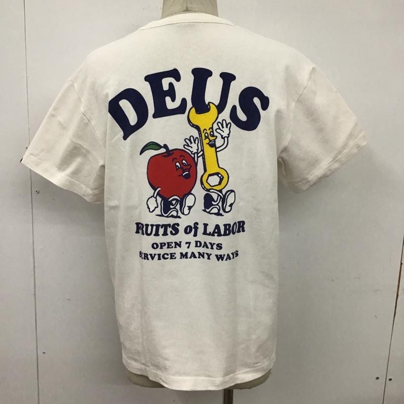 デウスエクスマキナ DEUS EX MACHINA Tシャツ 半袖 バックプリント M ロゴ、文字 白 / ホワイト /  メンズ USED 古着 中古 10100679