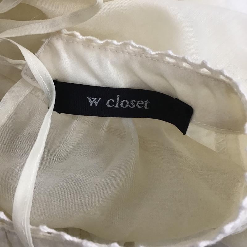 ダブルクローゼット w closet カットソー 半袖 333231 前身刺繍入りシアーボリューム袖プルオーバー 刺繍 アイボリー / アイボリー /  レディース USED 古着 中古 10100810