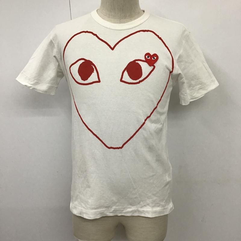プレイコムデギャルソン PLAY COMME des GARCONS Tシャツ 半袖 AZ-T100 ハート ワッペン S プリント 白 / ホワイト /  メンズ USED 古着 中古 10100822