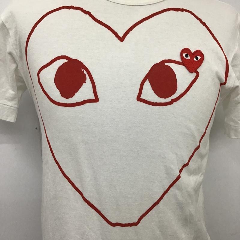 プレイコムデギャルソン PLAY COMME des GARCONS Tシャツ 半袖 AZ-T100 ハート ワッペン S プリント 白 / ホワイト /  メンズ USED 古着 中古 10100822