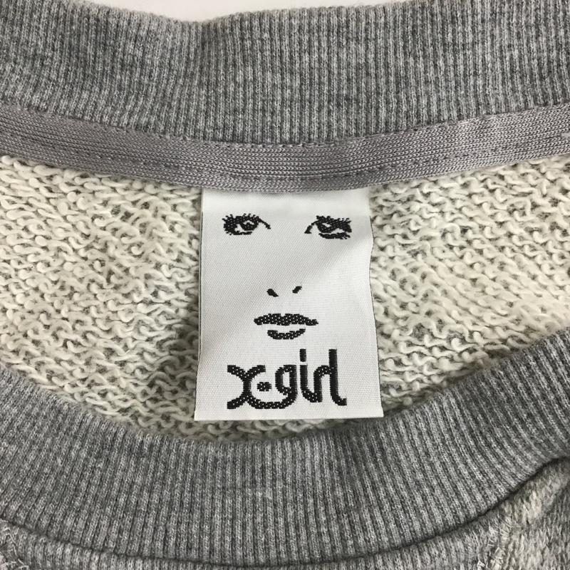 エックスガール X-girl ワンピース ひざ丈スカート 長袖ワンピース スウェットワンピース クルーネック ロングワンピース 1 無地 灰 / グレー /  レディース USED 古着 中古 10100844