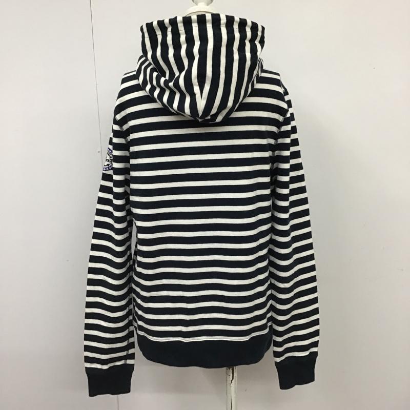 アベイシングエイプ A BATHING APE パーカー 長袖 長袖ボーダーパーカー フード付きカットソー 長袖スウェット ボーダーパーカー S ロゴ、文字 白 / ホワイト / X 紺 / ネイビー /  レディース USED 古着 中古 10100897