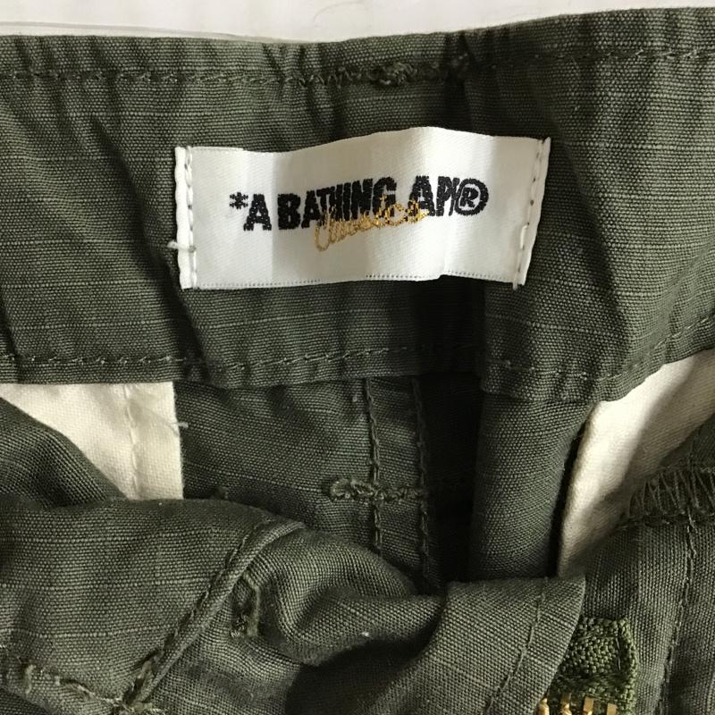 アベイシングエイプ A BATHING APE パンツ ショートパンツ ショートパンツ ハーフパンツ カジュアルパンツ ミリタリーパンツ S ロゴ、文字 カーキ / カーキ /  レディース USED 古着 中古 10100899