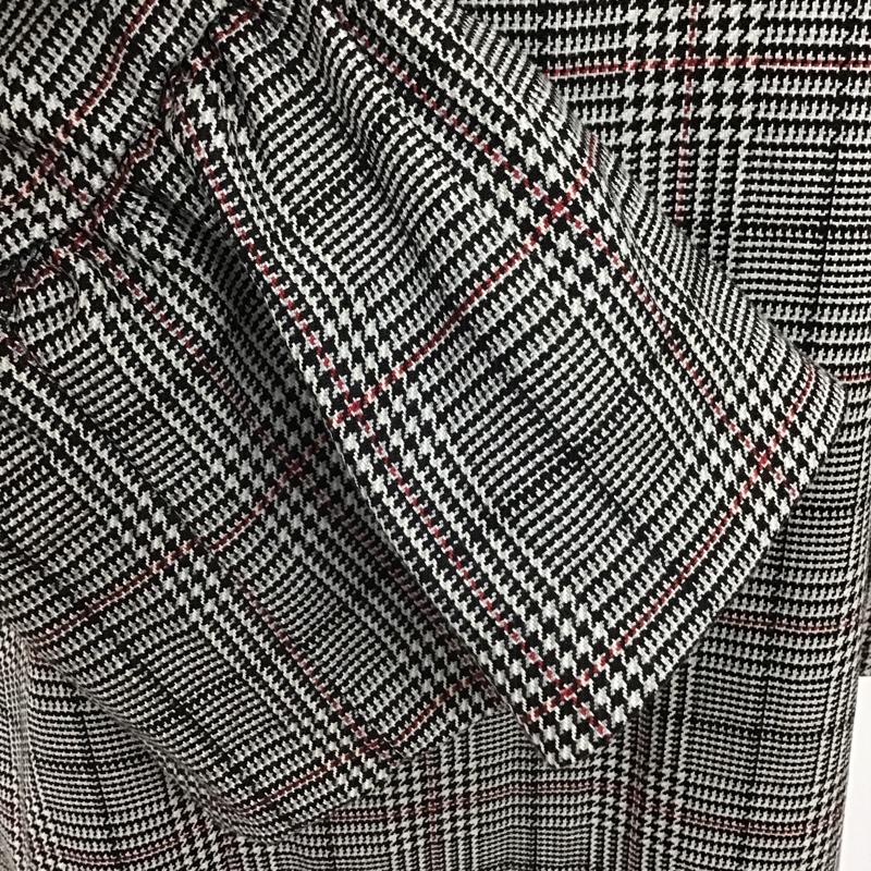 ザラウーマン ZARA WOMAN ワンピース ミニスカート チェックワンピース フリル袖 クルーネックワンピース ミニワンピース S チェック 白 / ホワイト / X 黒 / ブラック / X 赤 / レッド /  レディース USED 古着 中古 10100905