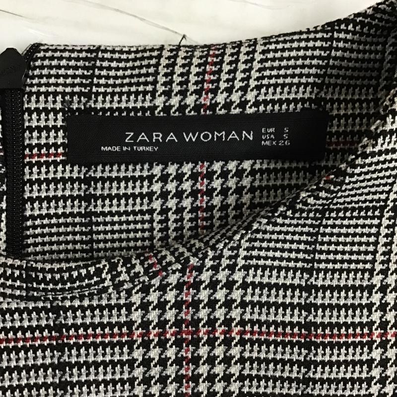 ザラウーマン ZARA WOMAN ワンピース ミニスカート チェックワンピース フリル袖 クルーネックワンピース ミニワンピース S チェック 白 / ホワイト / X 黒 / ブラック / X 赤 / レッド /  レディース USED 古着 中古 10100905