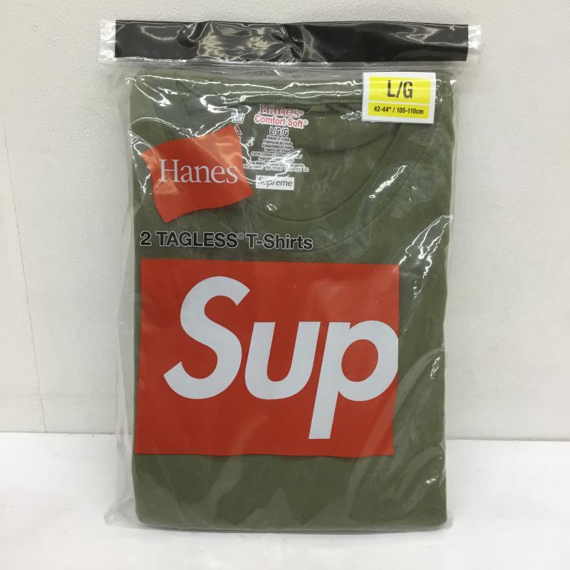 シュプリーム Supreme Tシャツ 半袖 Hanes ヘインズ Tagless Tees 2Pack L ロゴ、文字 カーキ / カーキ /  メンズ USED 古着 中古 10100918