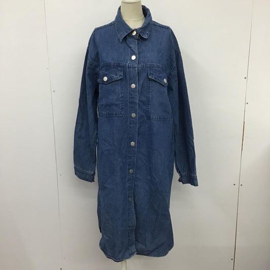 トゥーザシー To the sea ワンピース ひざ丈スカート デニムワンピース FREE 無地 水色 / ライトブルー /  レディース USED 古着 中古 10100962