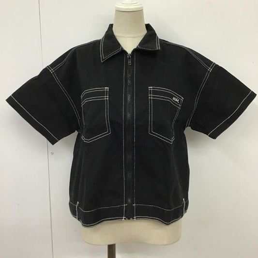 エックスガール X-girl シャツ、ブラウス 半袖 105202014004 カモフラ BOX SILHOUETTE WORK SHIRT 1 無地 黒 / ブラック /  レディース USED 古着 中古 10101031
