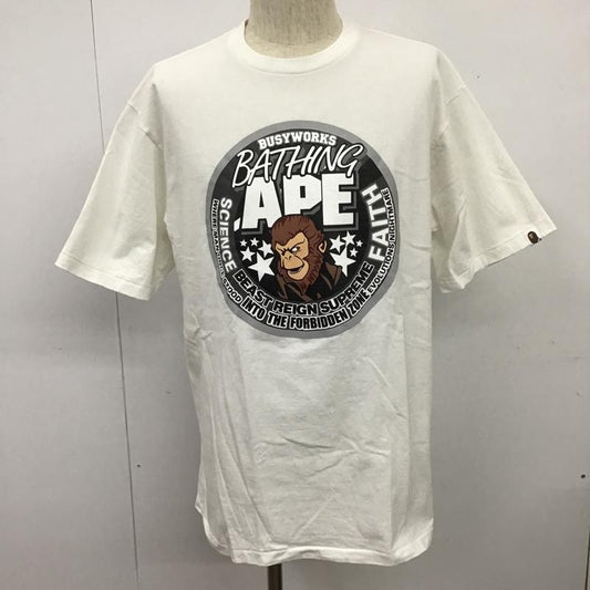 アベイシングエイプ A BATHING APE Tシャツ 半袖 半袖カットソー プリントTシャツ クルーネックカットソー XL プリント 白 / ホワイト /  メンズ USED 古着 中古 10101046