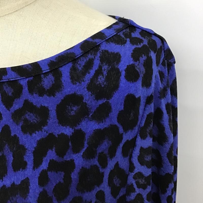 マイケルコース MICHAEL KORS ワンピース ひざ丈スカート MH58VHV3HN 長袖 XS ヒョウ柄・レオパード柄 黒 / ブラック / X 青 / ブルー /  レディース USED 古着 中古 10101055