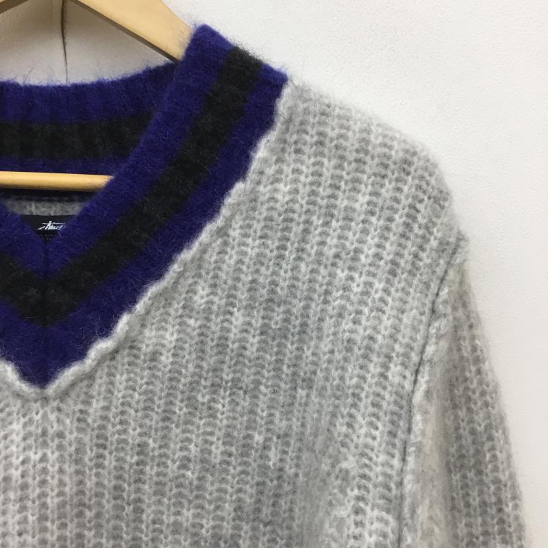 ステューシー STUSSY ニット、セーター 長袖 Mohair Tennis Sweater モヘア テニスセーター S 灰 / グレー /  メンズ USED 古着 中古 10101089
