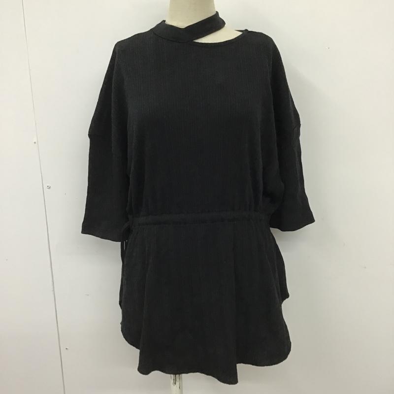 アズールバイマウジー AZUL BY MOUSSY カットソー 半袖 250DAS80-043H SHOULDER SLIT BLOUSING ネックスリット タグ付き S 無地 黒 / ブラック /  レディース USED 古着 中古 10101096