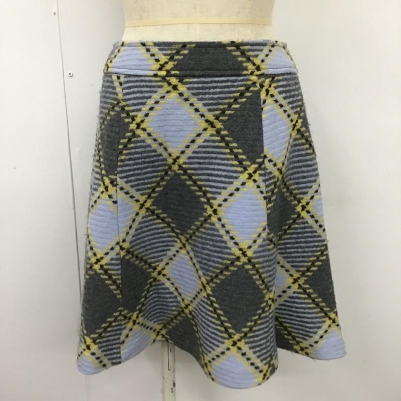 ブルーレーベル・クレストブリッジ BLUE LABEL CRESTBRIDGE スカート ひざ丈スカート 55S19-253-07 ウール フレアスカート 38 チェック 灰 / グレー / X 水色 / ライトブルー / X 黒 / ブラック / X ベージュ / ベージュ /  レディース USED 古着 中古 10101113