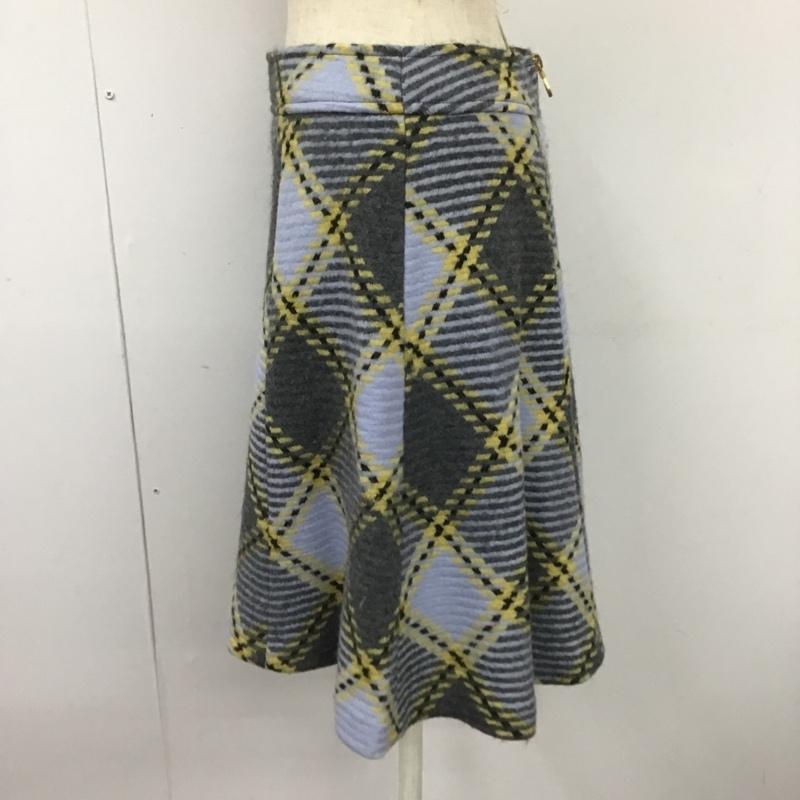 ブルーレーベル・クレストブリッジ BLUE LABEL CRESTBRIDGE スカート ひざ丈スカート 55S19-253-07 ウール フレアスカート 38 チェック 灰 / グレー / X 水色 / ライトブルー / X 黒 / ブラック / X ベージュ / ベージュ /  レディース USED 古着 中古 10101113