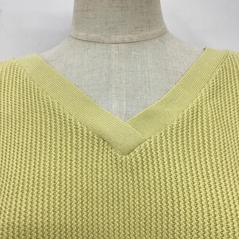 ローリーズファーム LOWRYS FARM カットソー 半袖 LF620118AD Vネック 2WAY 前後着 サマーニット FREE 無地 黄 / イエロー /  レディース USED 古着 中古 10101130