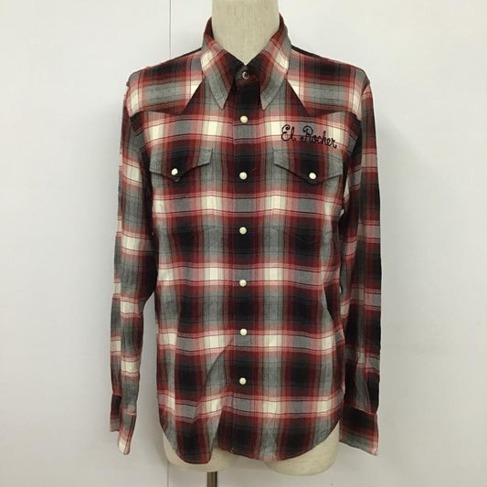 ワコマリア WACKO MARIA シャツ、ブラウス 長袖 刺繍 レーヨンウエスタンシャツ チェック M ロゴ、文字 白 / ホワイト / X 黒 / ブラック / X 赤 / レッド /  メンズ USED 古着 中古 10101144