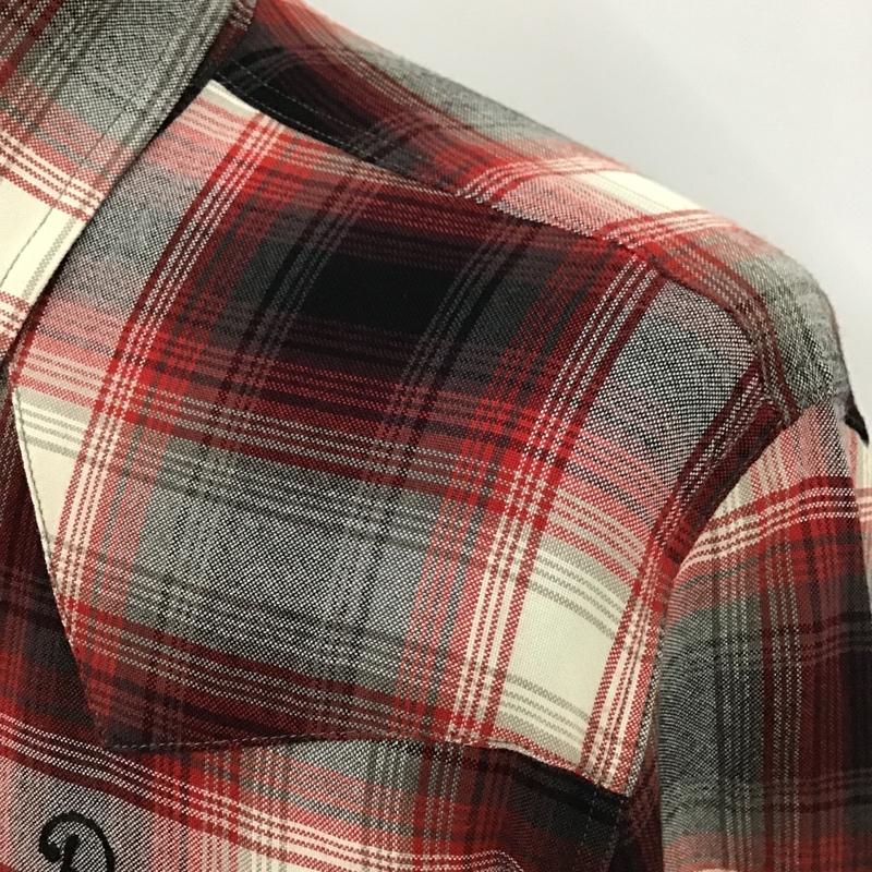 ワコマリア WACKO MARIA シャツ、ブラウス 長袖 刺繍 レーヨンウエスタンシャツ チェック M ロゴ、文字 白 / ホワイト / X 黒 / ブラック / X 赤 / レッド /  メンズ USED 古着 中古 10101144