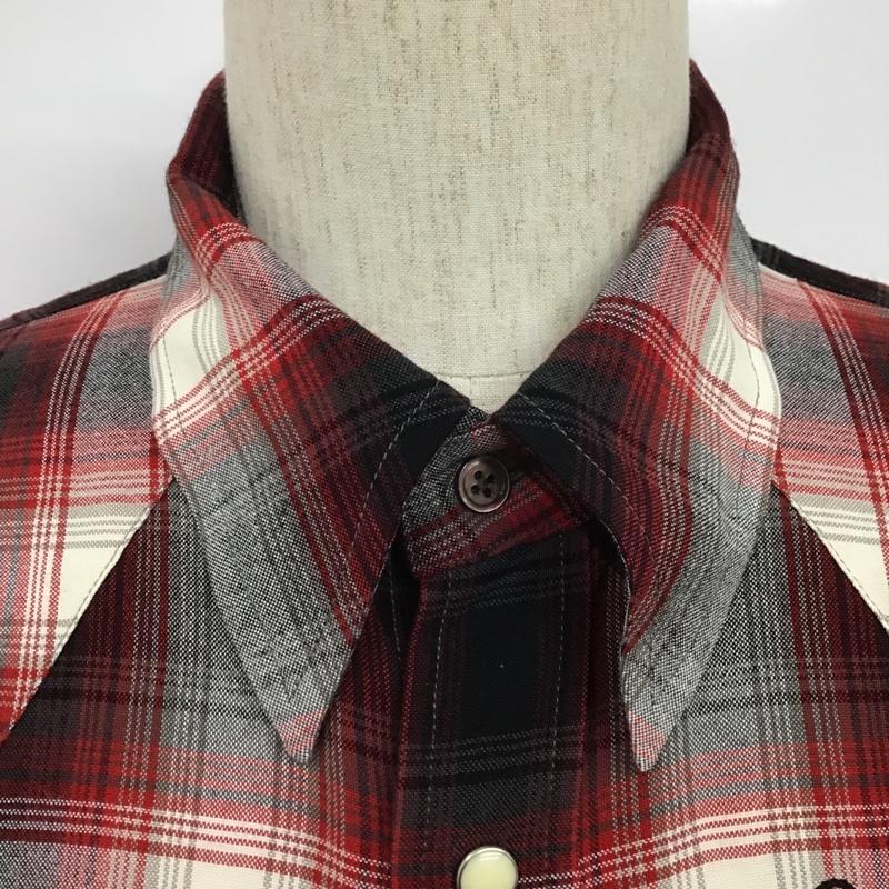 ワコマリア WACKO MARIA シャツ、ブラウス 長袖 刺繍 レーヨンウエスタンシャツ チェック M ロゴ、文字 白 / ホワイト / X 黒 / ブラック / X 赤 / レッド /  メンズ USED 古着 中古 10101144