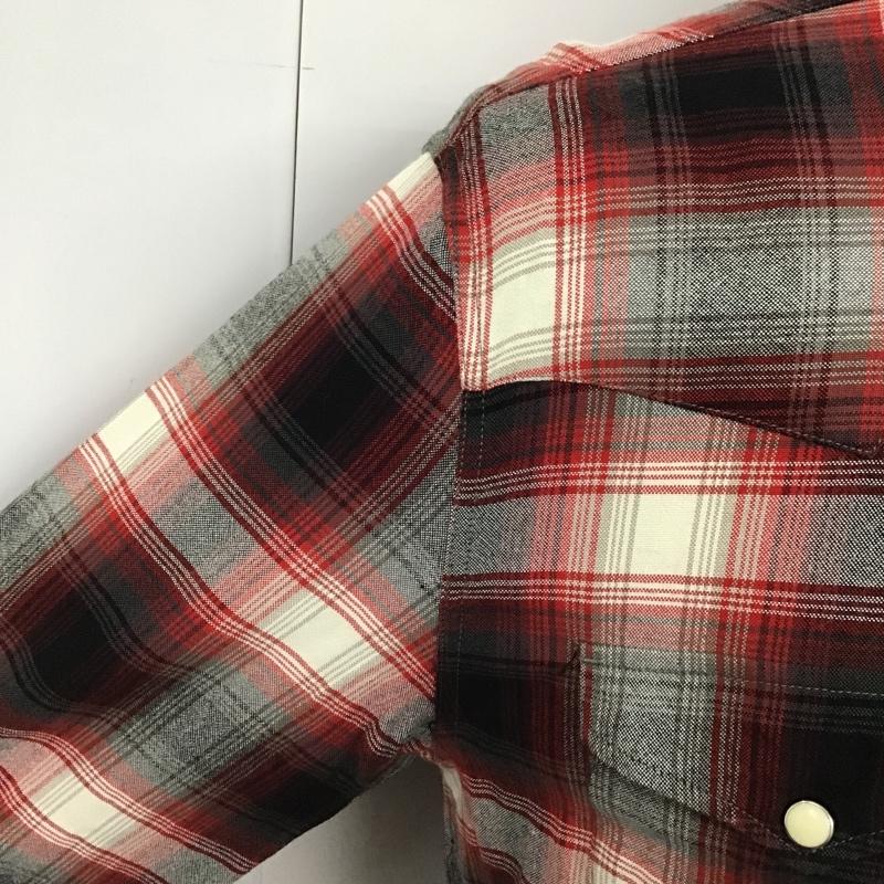 ワコマリア WACKO MARIA シャツ、ブラウス 長袖 刺繍 レーヨンウエスタンシャツ チェック M ロゴ、文字 白 / ホワイト / X 黒 / ブラック / X 赤 / レッド /  メンズ USED 古着 中古 10101144