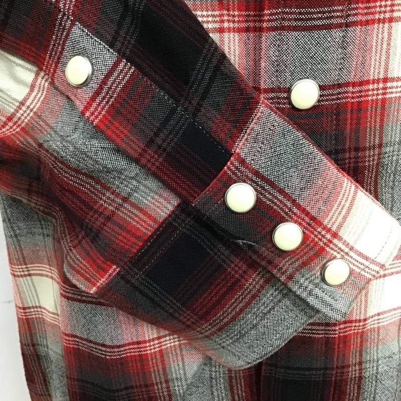 ワコマリア WACKO MARIA シャツ、ブラウス 長袖 刺繍 レーヨンウエスタンシャツ チェック M ロゴ、文字 白 / ホワイト / X 黒 / ブラック / X 赤 / レッド /  メンズ USED 古着 中古 10101144