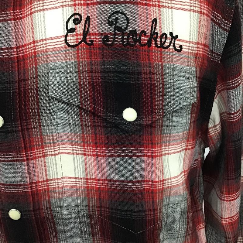 ワコマリア WACKO MARIA シャツ、ブラウス 長袖 刺繍 レーヨンウエスタンシャツ チェック M ロゴ、文字 白 / ホワイト / X 黒 / ブラック / X 赤 / レッド /  メンズ USED 古着 中古 10101144