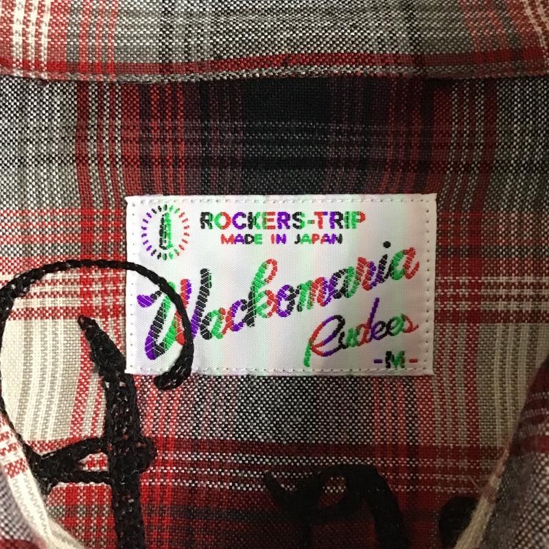 ワコマリア WACKO MARIA シャツ、ブラウス 長袖 刺繍 レーヨンウエスタンシャツ チェック M ロゴ、文字 白 / ホワイト / X 黒 / ブラック / X 赤 / レッド /  メンズ USED 古着 中古 10101144